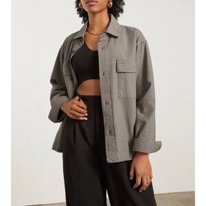 EVERLANE Everyone Unisex Organic Cotton Utility Spring Shirt Jacket Taupe Size L